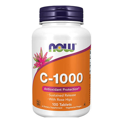 فيتامين سي 1000 مع ثمر الورد NOW Vitamin C-1000 with Rose Hips 1,000 مجم — 100 قرص
