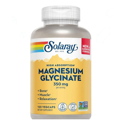 مغنيسيوم جليسينات عالي الامتصاص Solaray Magnesium Glycinate 350 مجم — 120 كبسولة