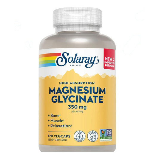 مغنيسيوم جليسينات عالي الامتصاص Solaray Magnesium Glycinate 350 مجم — 120 كبسولة