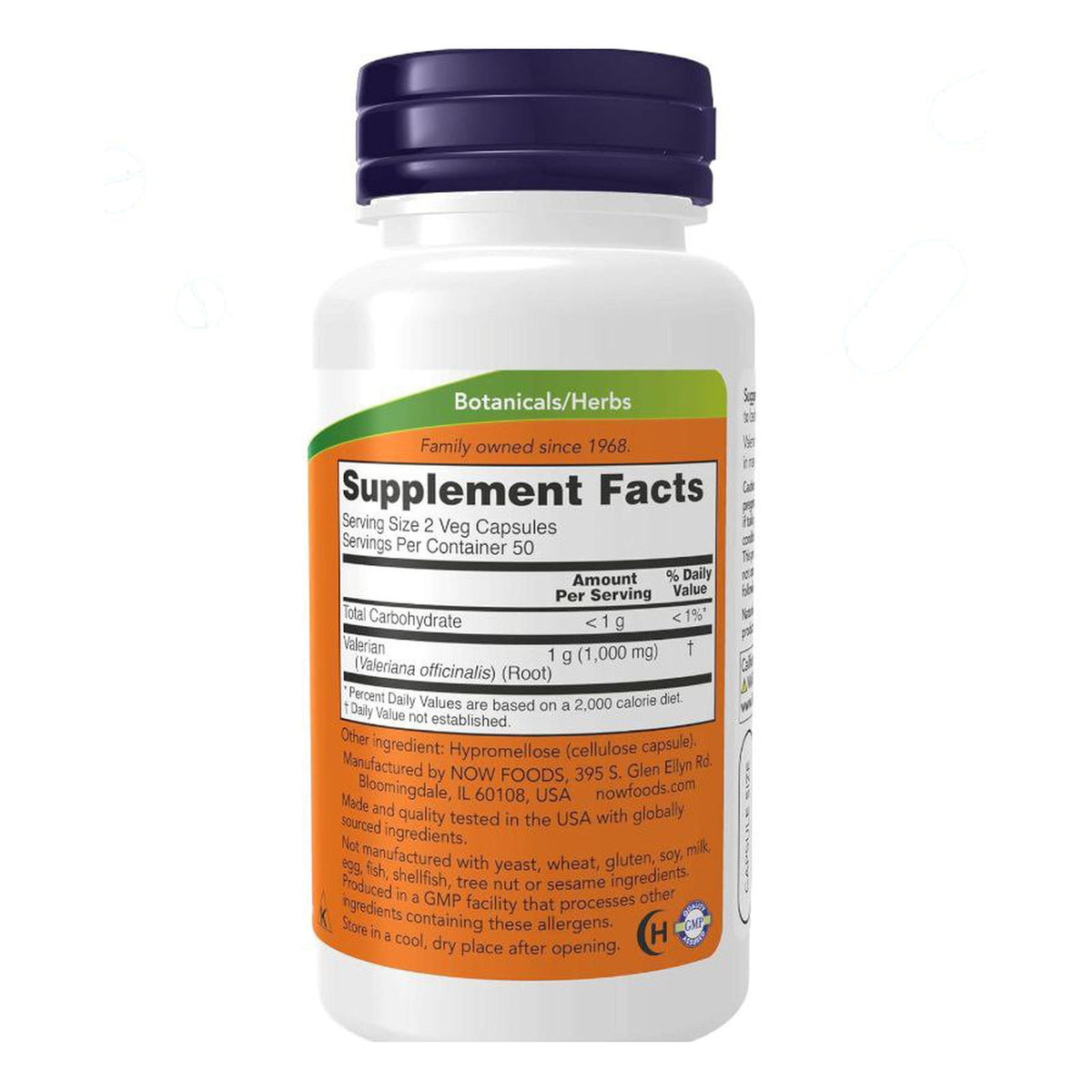 جذور الناردين (فاليريان) NOW Valerian Root 500 مجم — 100 كبسولة