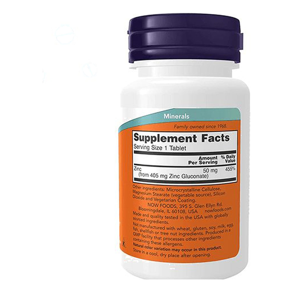 زنك NOW Zinc 50 مجم — 100 قرص