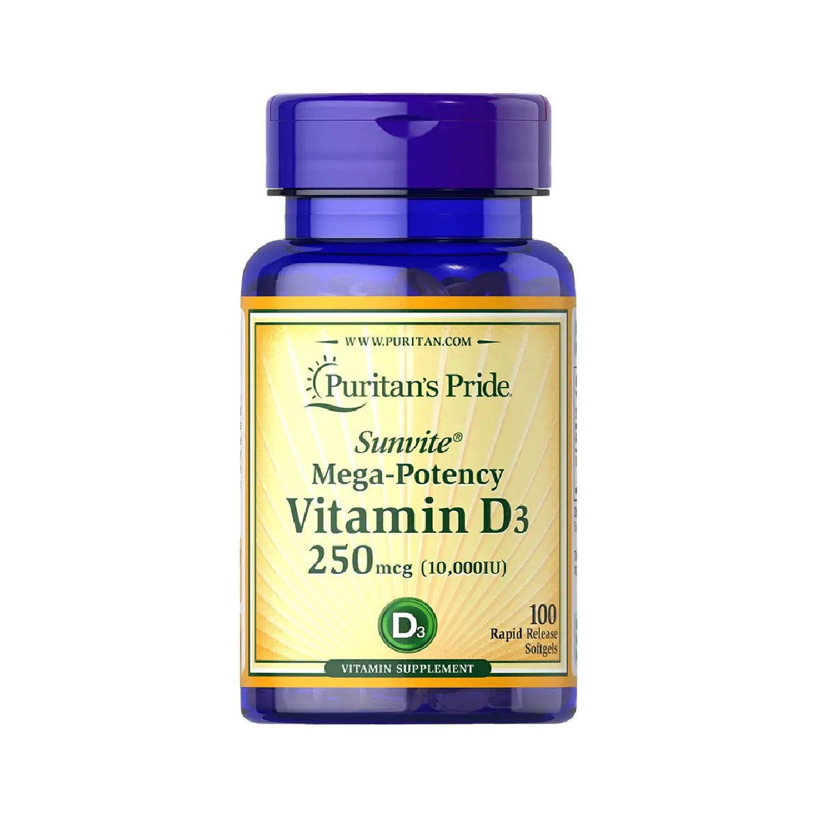 فيتامين د Puritan's Pride Vitamin D3 10,000 وحدة — 100 سوفت جيل