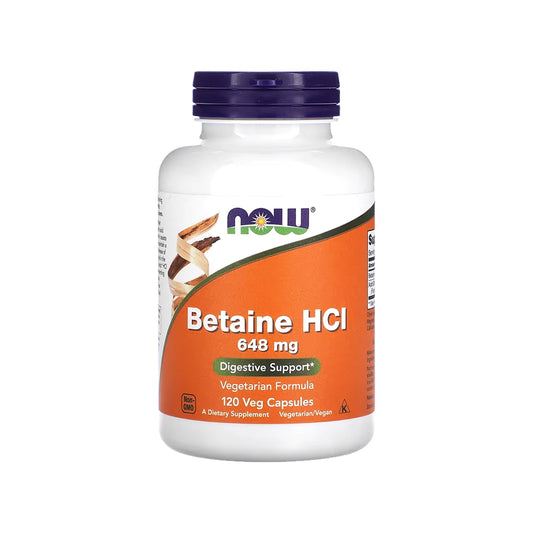 بيتايين هيدروكلوريد Now Betaine HCl 648 مجم — 120 كبسولة