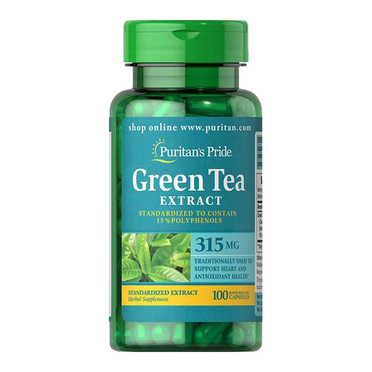 شاي أخضر Puritan's Pride Green Tea 315 مجم — 100 كبسولة