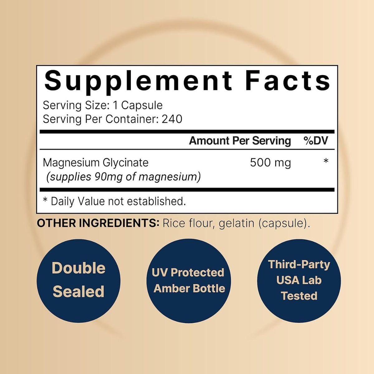 مغنيسيوم جليسينات NatureBell Magnesium Glycinate 500 مجم — 240 كبسولة