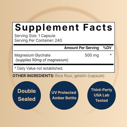 مغنيسيوم جليسينات NatureBell Magnesium Glycinate 500 مجم — 240 كبسولة