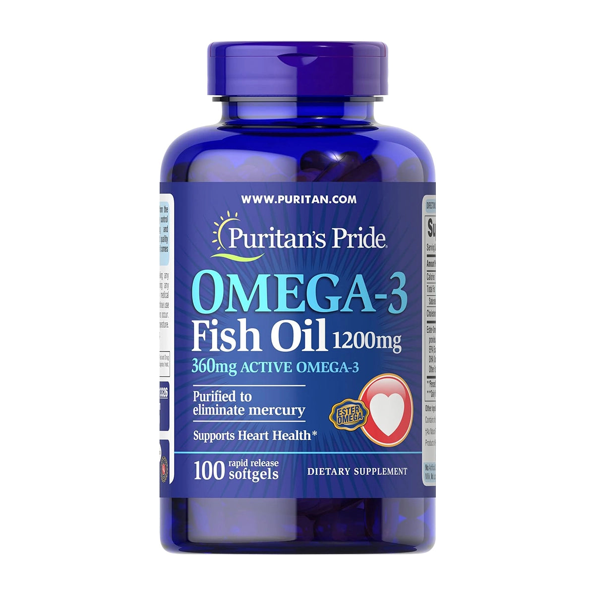 أوميجا 3 زيت السمك Puritan's Pride Omega3 Fish Oil 1,200 مجم — 100 سوفت جيل