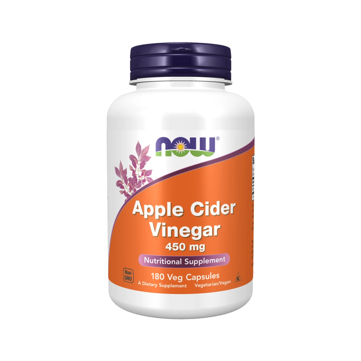 خل التفاح Now Apple Cider Vinegar 450 مجم — 180 كبسولة
