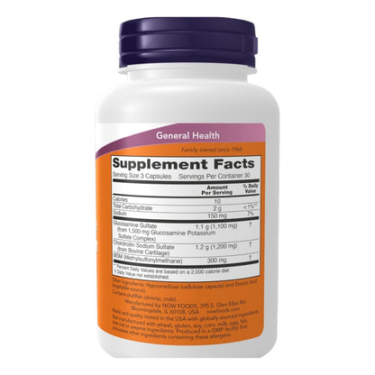 جلوكوزامين وكوندرويتين مع MSM NOW Glucosamine & Chondroitin with MSM — 90 كبسولة