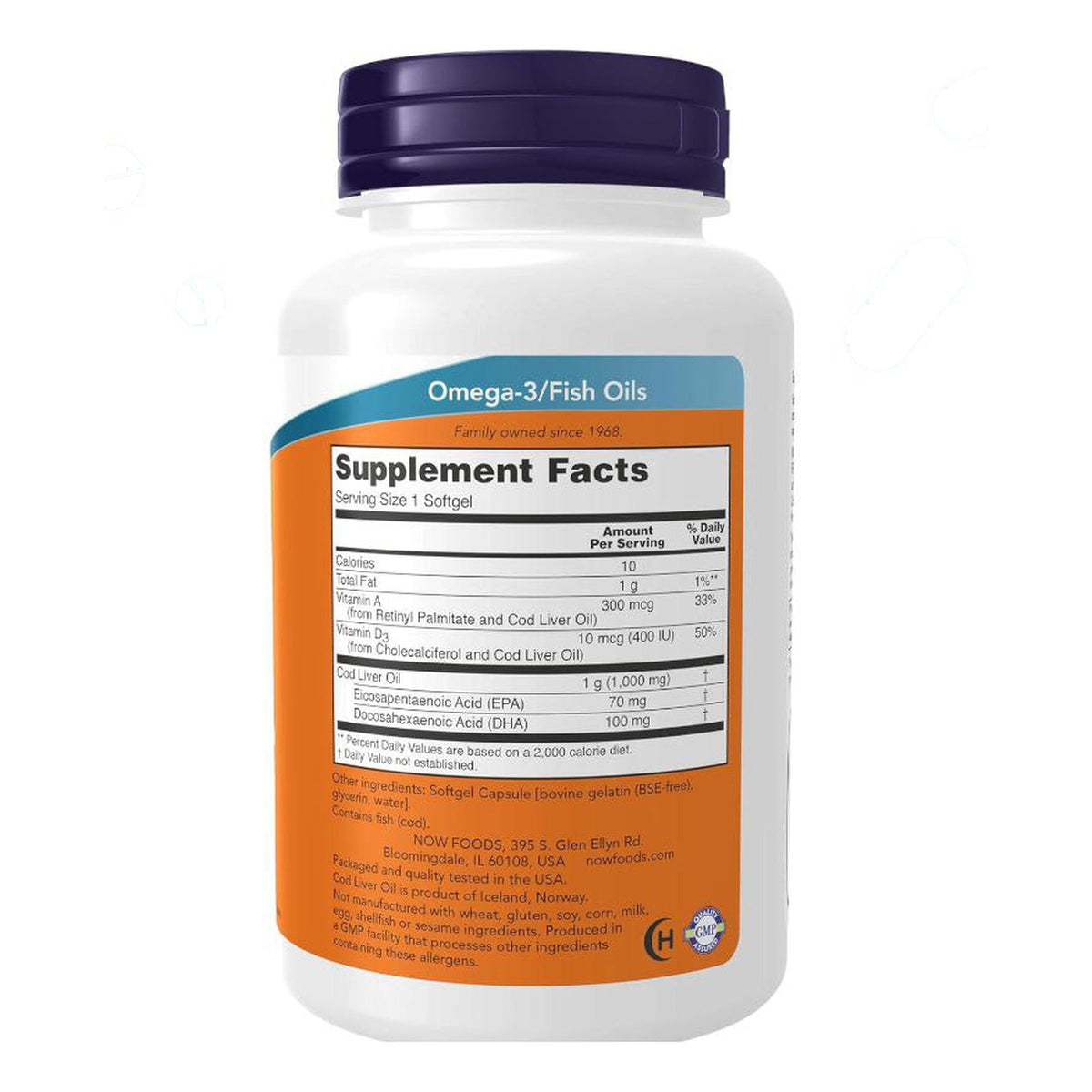 زيت كبد الحوت NOW Cod Liver Oil 1,000 مجم — 90 سوفت جيل