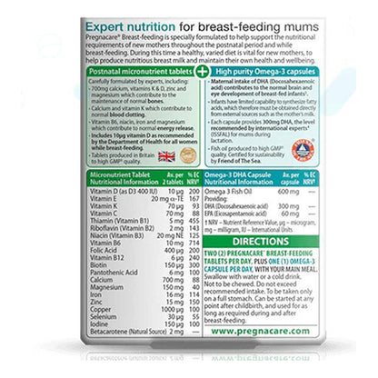 بريجناكير للرضاعة Vitabiotics Pregnacare Breast-feeding — 56 قرص + 28 كبسولة أوميجا 3