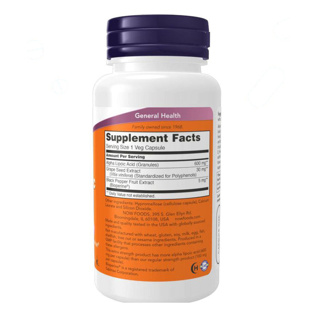 حمض ألفا ليبويك NOW Alpha Lipoic Acid 600 مجم — 60 كبسولة