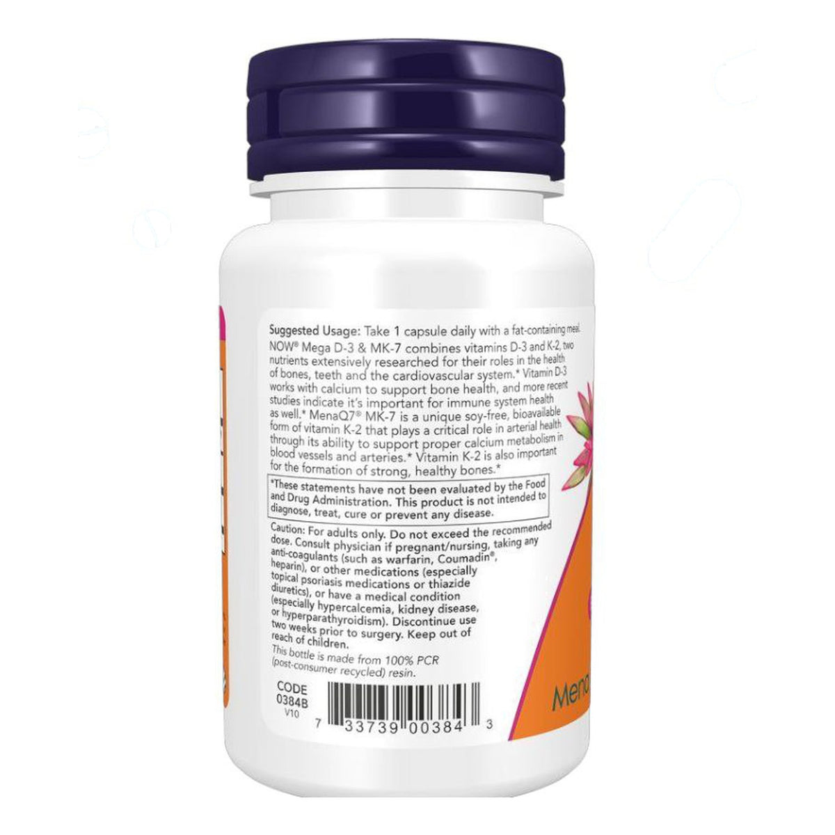 ميجا فيتامين د3 مع ك2 NOW Mega Vitamin D3 & K2 5,000 وحدة + 180 مكجم — 60 كبسولة