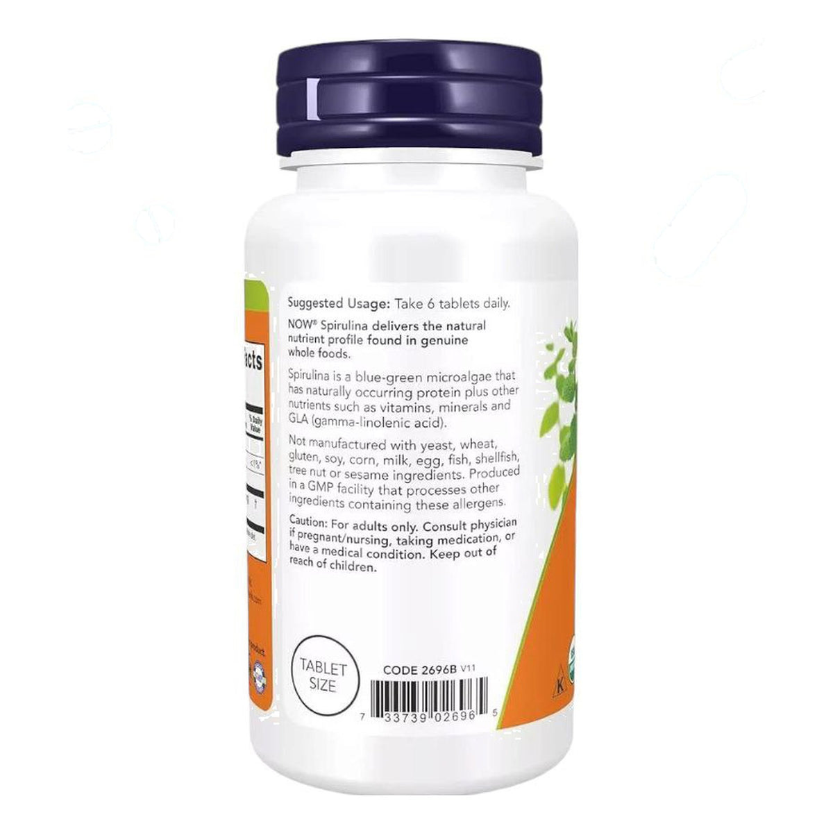 سبيرولينا عضوية NOW Spirulina 500 مجم — 100 قرص