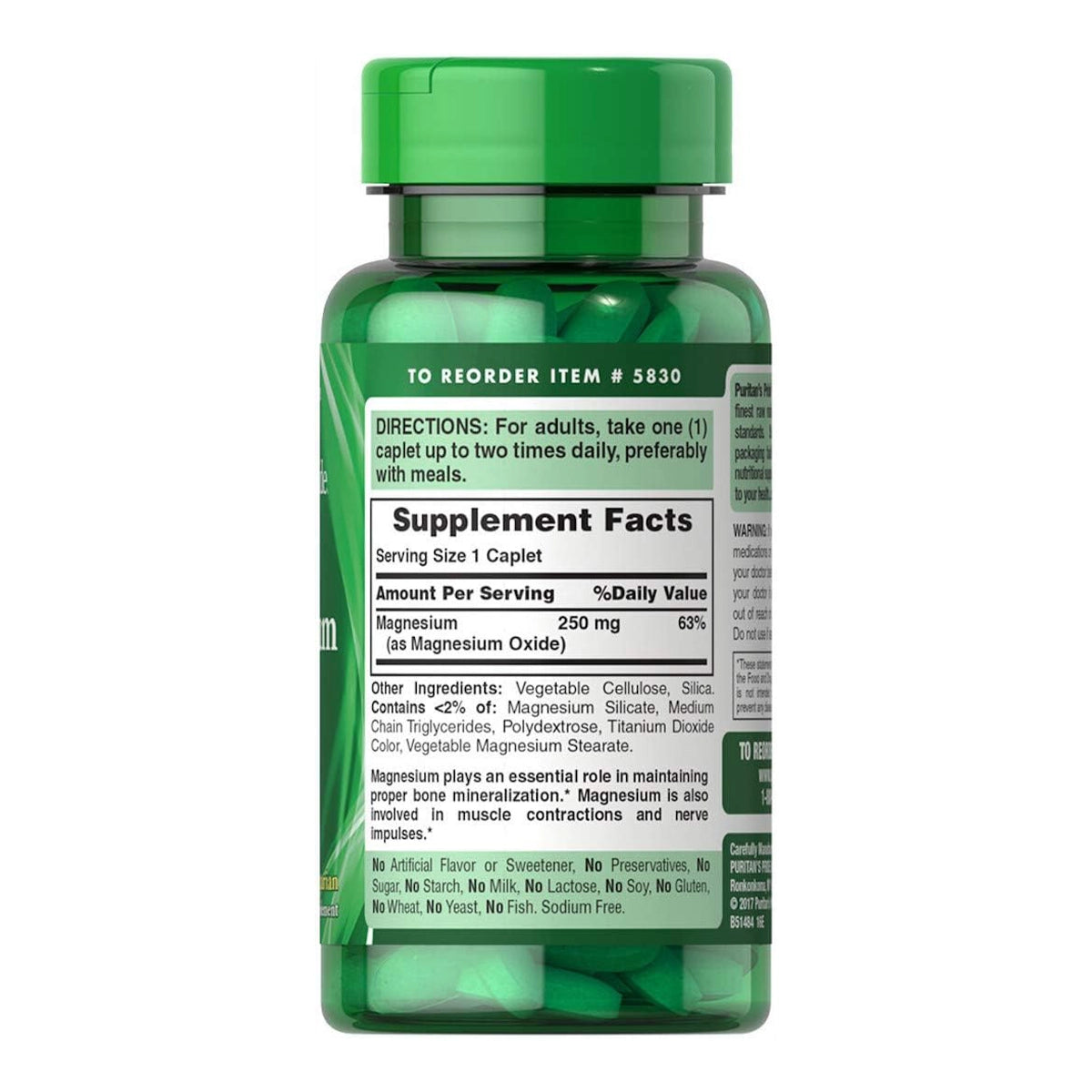 مغنيسيوم Puritan's Pride Magnesium 250 مجم — 100 قرص