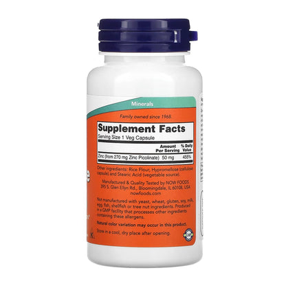 زنك بيكولينات Now Zinc Picolinate — 120 كبسولة