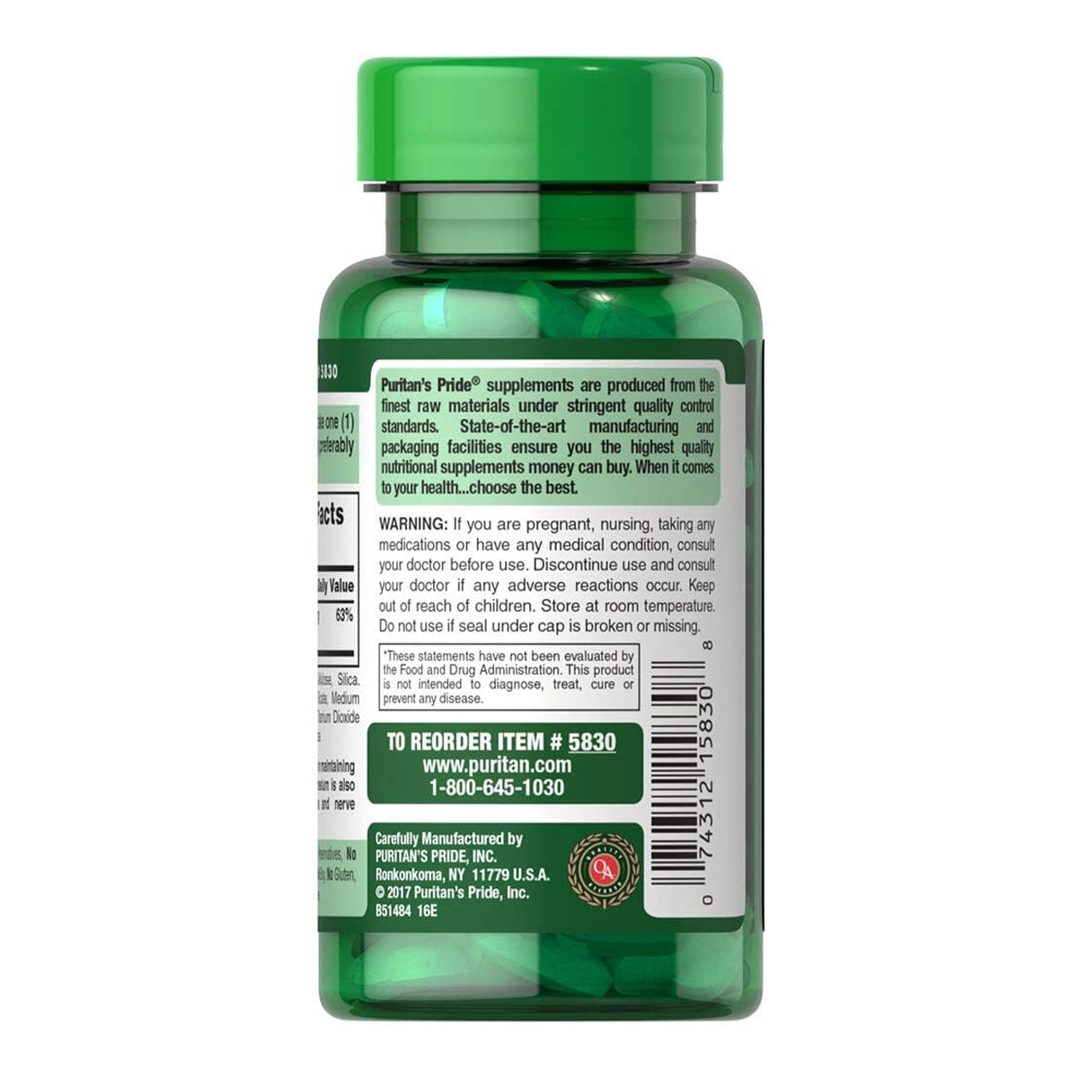 مغنيسيوم Puritan's Pride Magnesium 250 مجم — 100 قرص