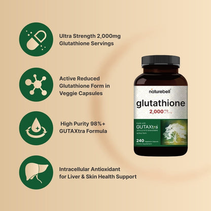 جلوتاثيون مخفض NatureBell Glutathione 500 مجم — 240 كبسولة