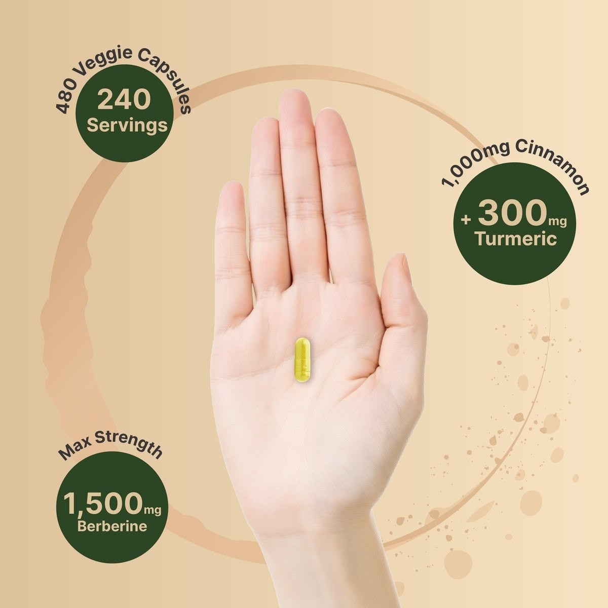 بربرين مع قرفة سيلانية وكركمين NatureBell Berberine + Ceylon Cinnamon + Turmeric — 240 كبسولة