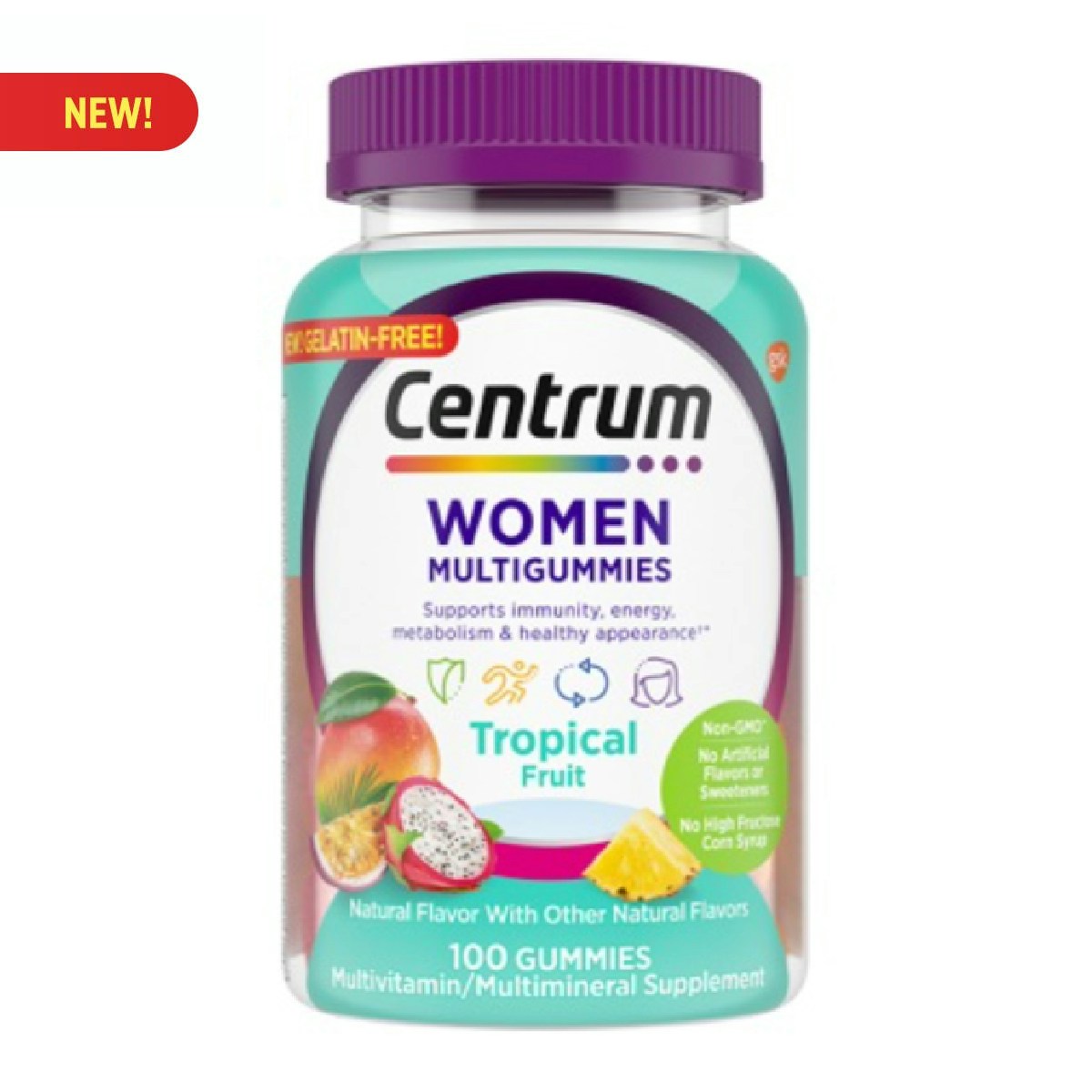 سنترم جيلي للسيدات بطعم الفواكه الاستوائية Centrum MultiGummies Women — 100 جيلي
